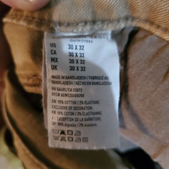 American Eagle Outfitters Jeans Mens 30x32 Tan Slim Relaxed Fit Stretch Denim - Picture 4 of 13